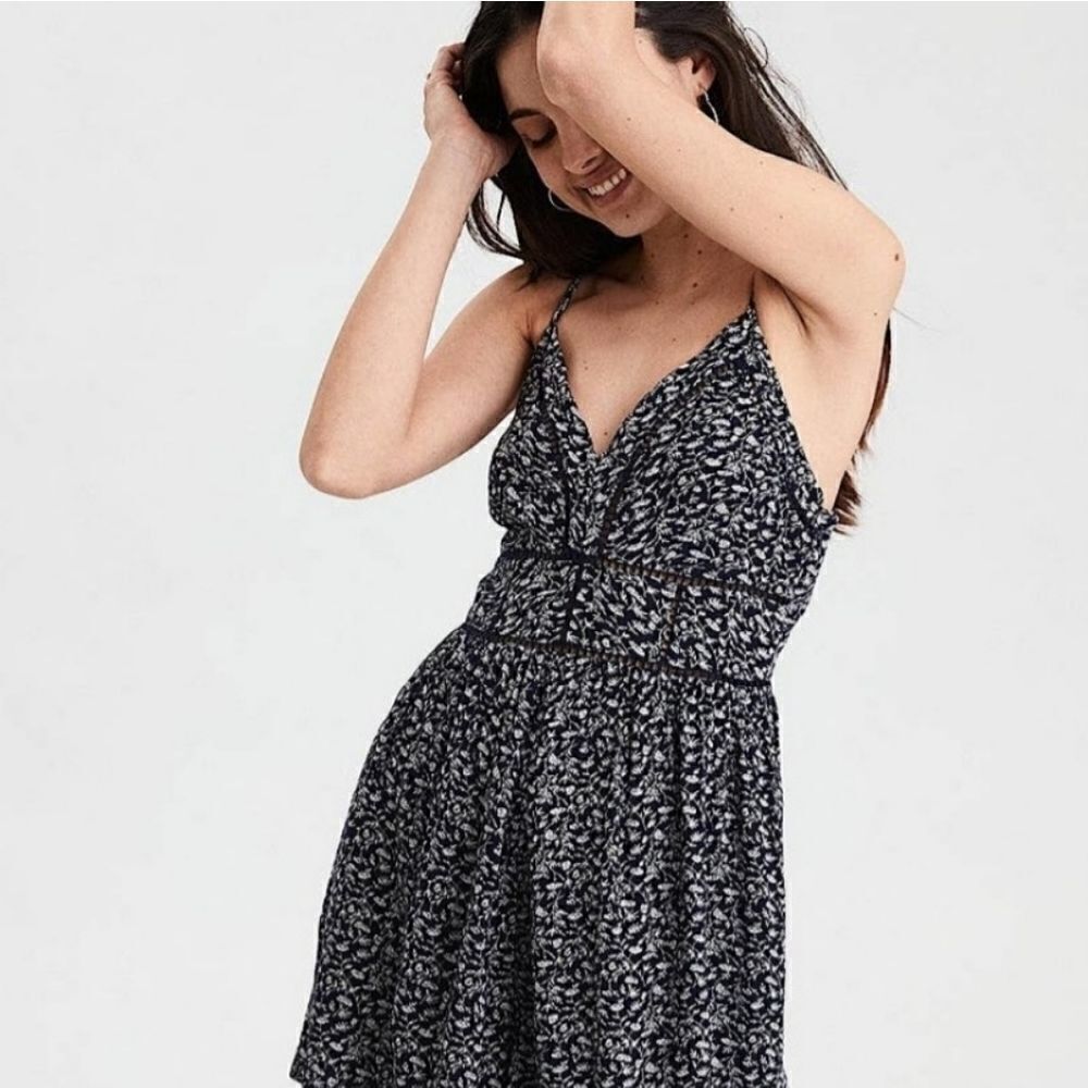 American Eagle Ladder Trim Floral Romper